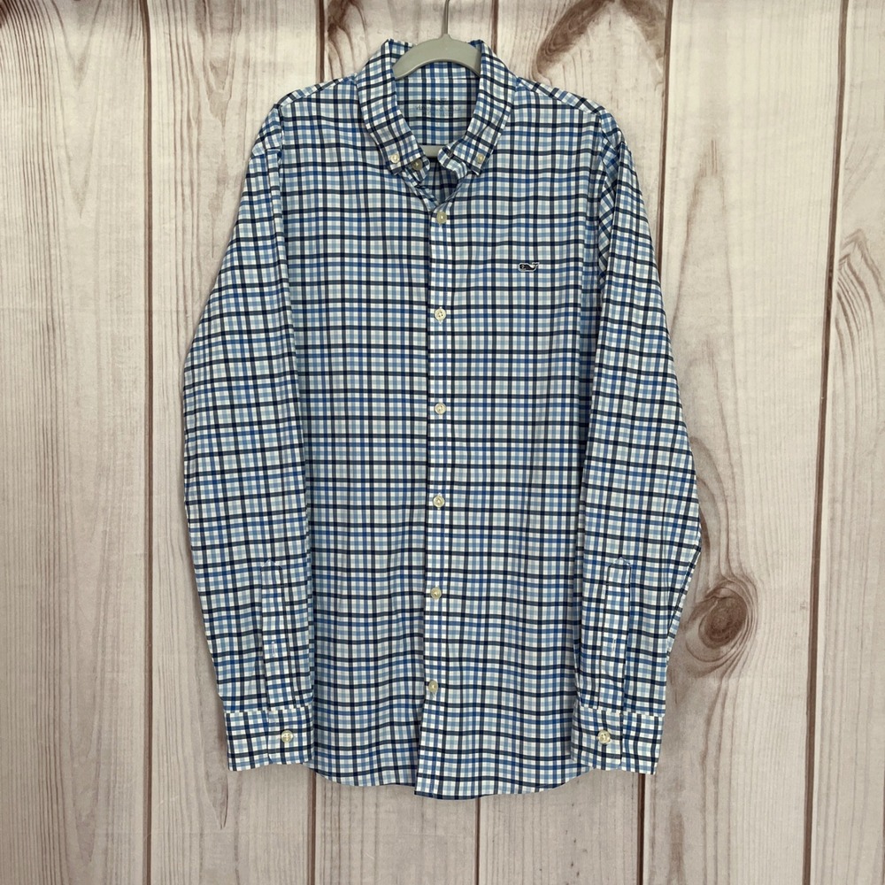 Vineyard Vines performance boys Button Down Dress Shirt‎ Long Sleeve Plaid L